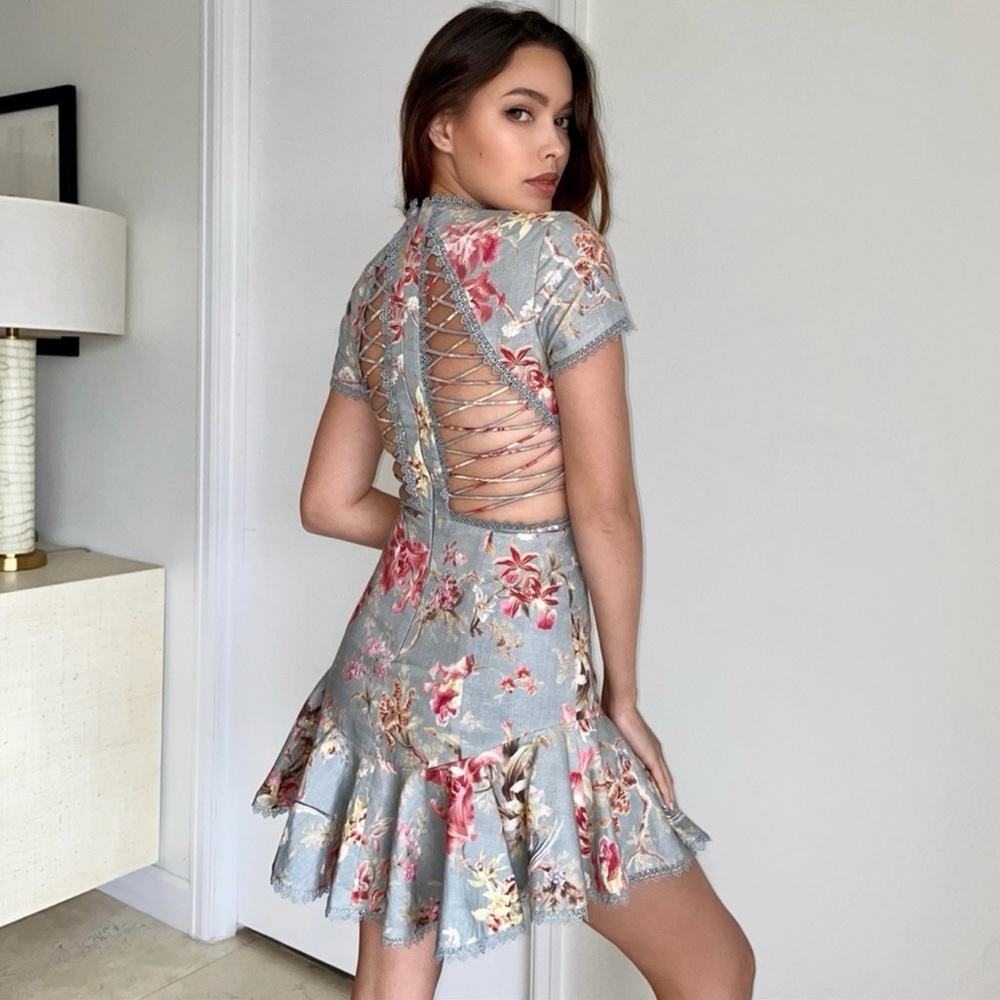 ZIMMERMAN FLORAL MINI DRESS